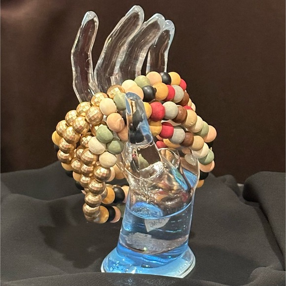 Five Strand Wood Beaded Stretch Bracelet In Fall Colors, NWT - Picture 7 of 11